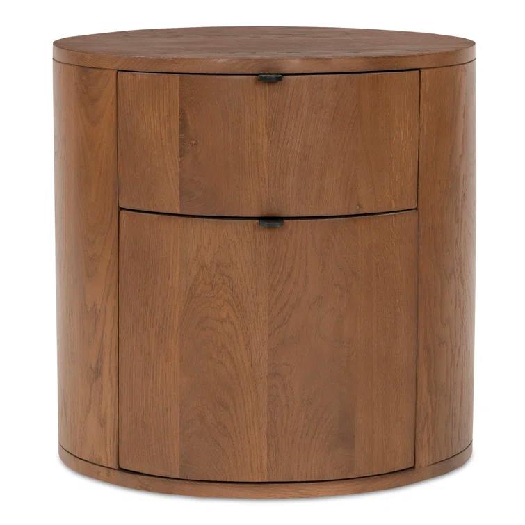 Theo Brown Solid Oak 2-Drawer Scandinavian Nightstand