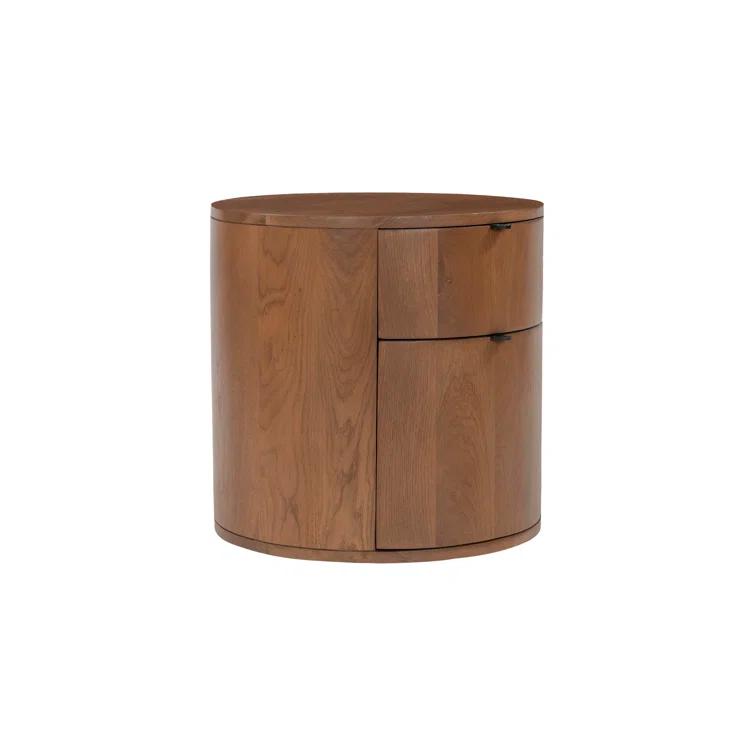 Theo Brown Solid Oak 2-Drawer Scandinavian Nightstand