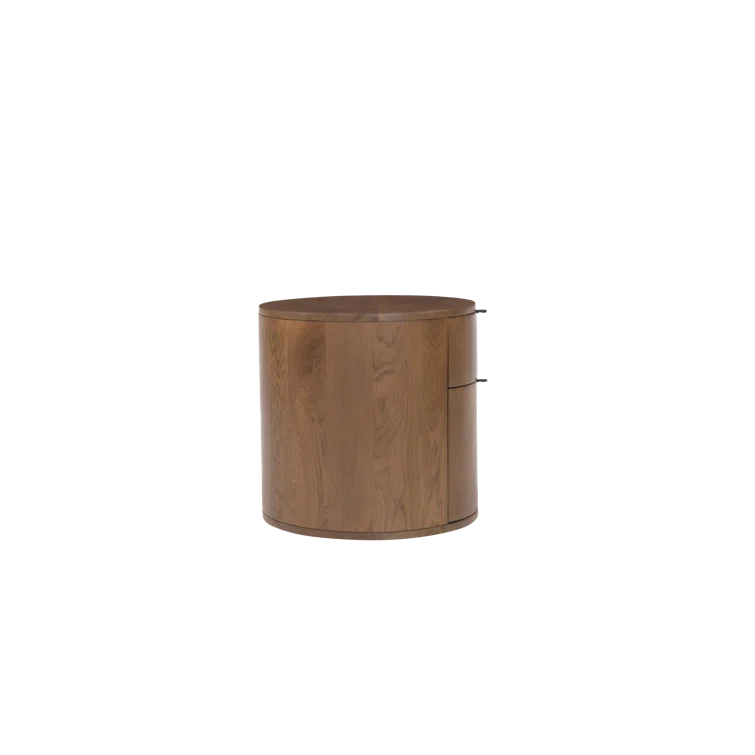 Theo Brown Solid Oak 2-Drawer Scandinavian Nightstand