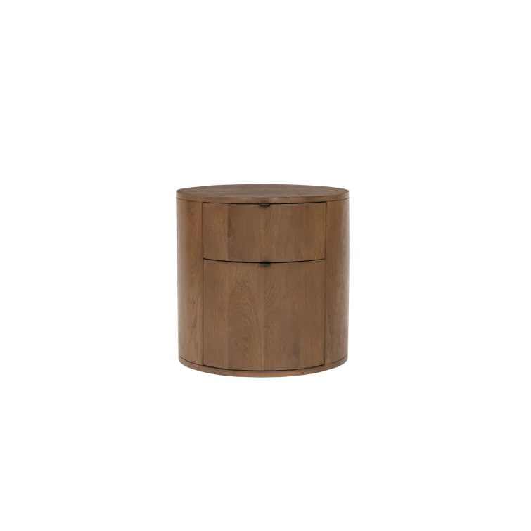 Theo Brown Solid Oak 2-Drawer Scandinavian Nightstand