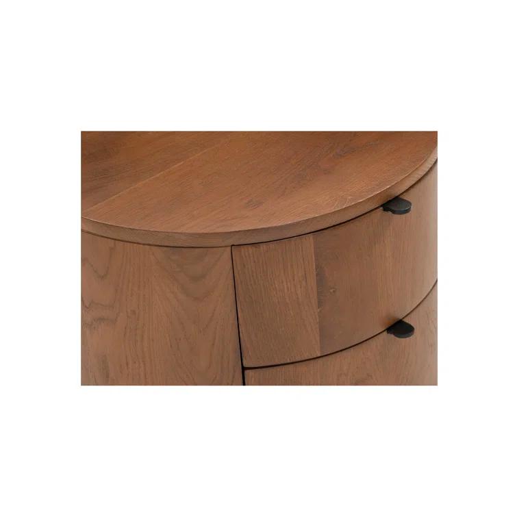 Theo Brown Solid Oak 2-Drawer Scandinavian Nightstand