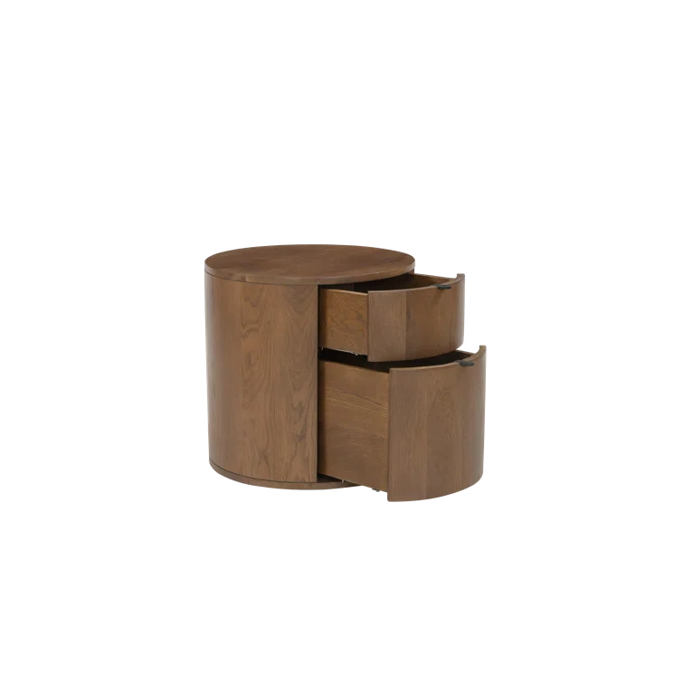Theo Brown Solid Oak 2-Drawer Scandinavian Nightstand