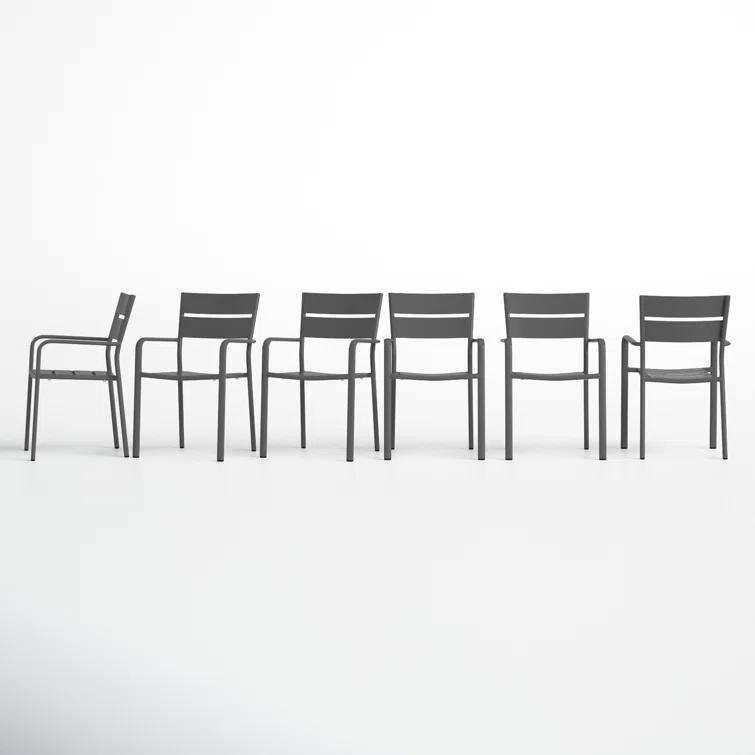 Bette Powder Coated Aluminum Outdoor Stacking Dining Armchair