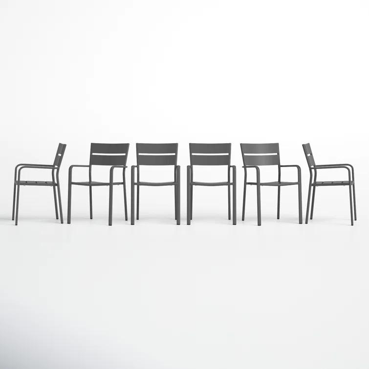 Bette Powder Coated Aluminum Outdoor Stacking Dining Armchair