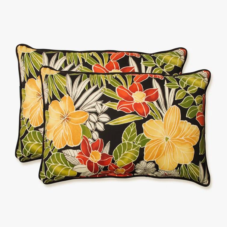 Pillow Perfect Clemens Noir Floral Indoor/Outdoor Reversible Throw Pillow (Set of 2)