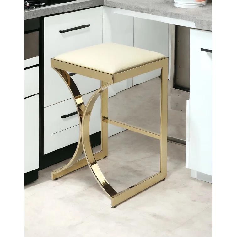 Butler Specialty Company Natalya 24" Faux Leather Counter Stool - Ivory / Gold