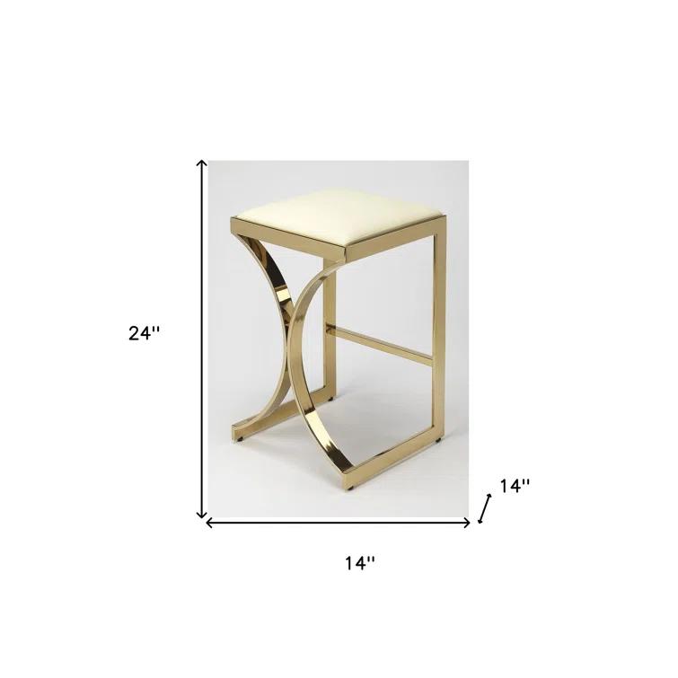 Butler Specialty Company Natalya 24" Faux Leather Counter Stool - Ivory / Gold