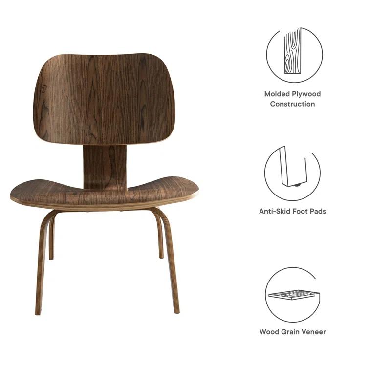 Modway Molded Walnut Plywood Lounge Chair by Modway