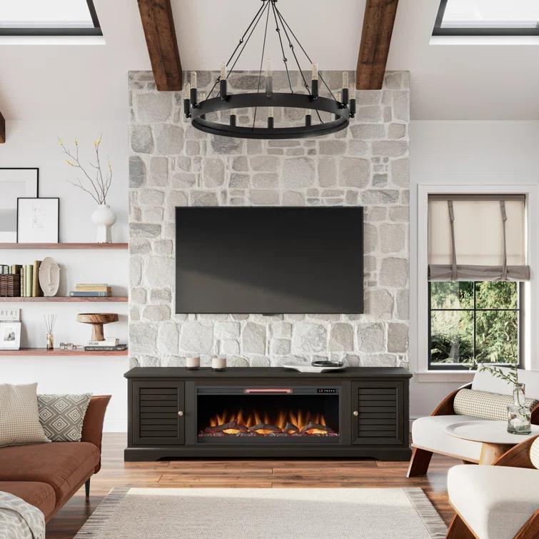 Cidney 83 inch Electric Fireplace TV Console for TVs up to 95 inches
