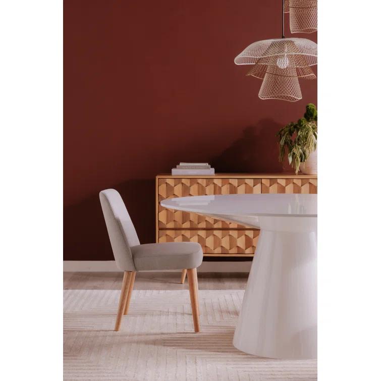 Contemporary 54" Round White Walnut Dining Table for Six