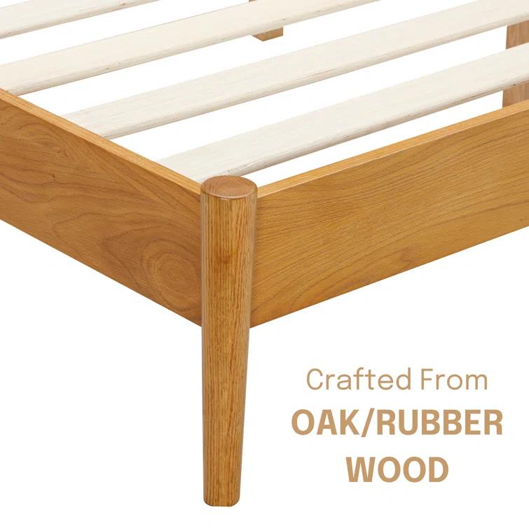 NTC Inno Solid Wood Bed Frame with Spindle Headboard and Silent Slats, 1000 lb Capacity