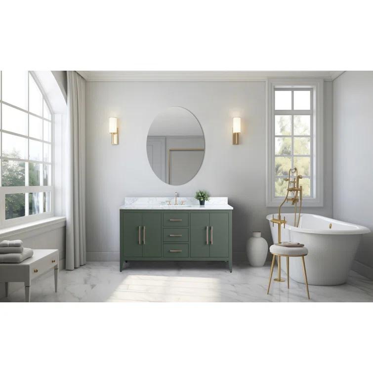 60'' Single Bathroom Vanity with Engineered Marble Top