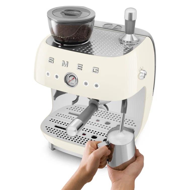 SMEG Cream Semi-Automatic Coffee and Espresso Machine with Milk Frother