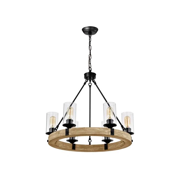 Three Posts™ Dahlia 6 - Light Dimmable Wagon Wheel Chandelier