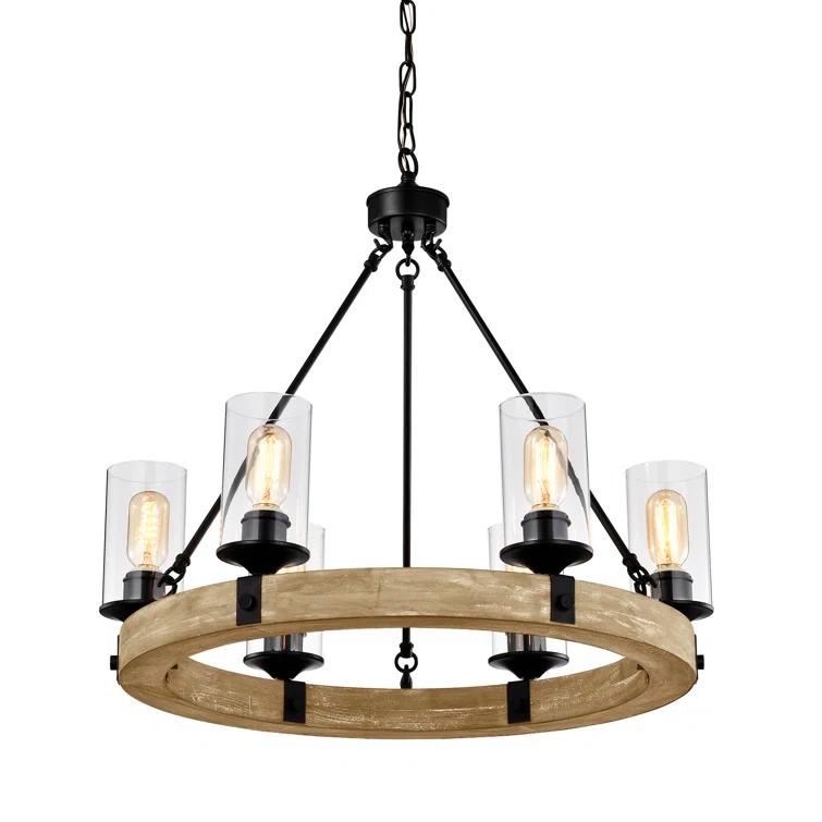 Three Posts™ Dahlia 6 - Light Dimmable Wagon Wheel Chandelier