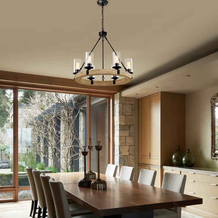 Three Posts™ Dahlia 6 - Light Dimmable Wagon Wheel Chandelier