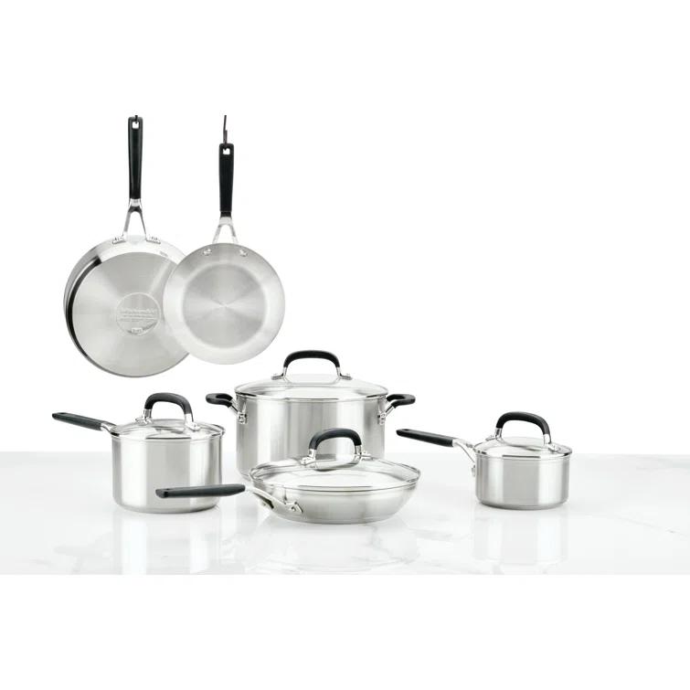 KitchenAid® KitchenAid® Brushed Stainless Steel Cookware Pots and Pans Set, 10 Piece