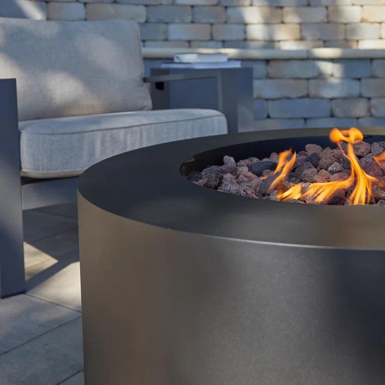 Aegean 36" Round Steel Propane or Natural Gas Fire Pit Table by Real Flame