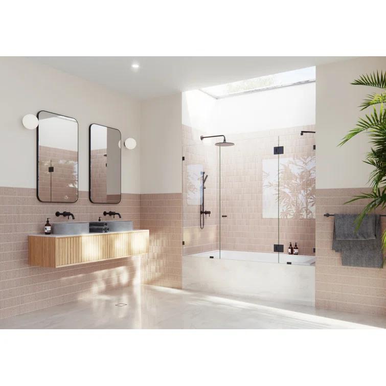 Stellar 70 in. W x 58.25 in. H Frameless 3 Panel Inline Hinge Bathtub Door