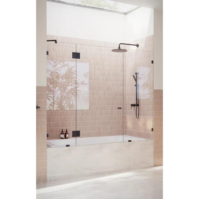 Stellar 70 in. W x 58.25 in. H Frameless 3 Panel Inline Hinge Bathtub Door
