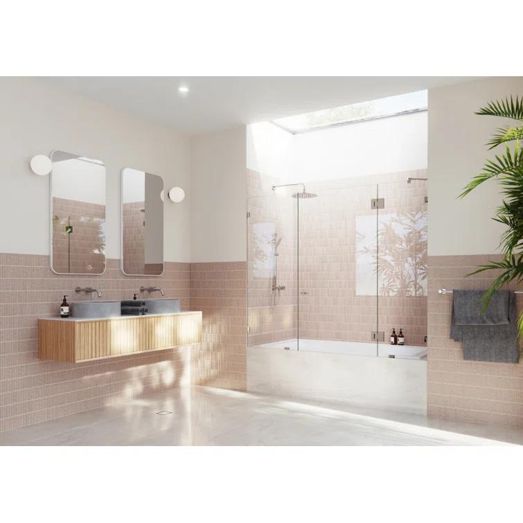 Stellar 69.5 in. W x 58.25 in. H Frameless 3 Panel Inline Bathtub Shower Door