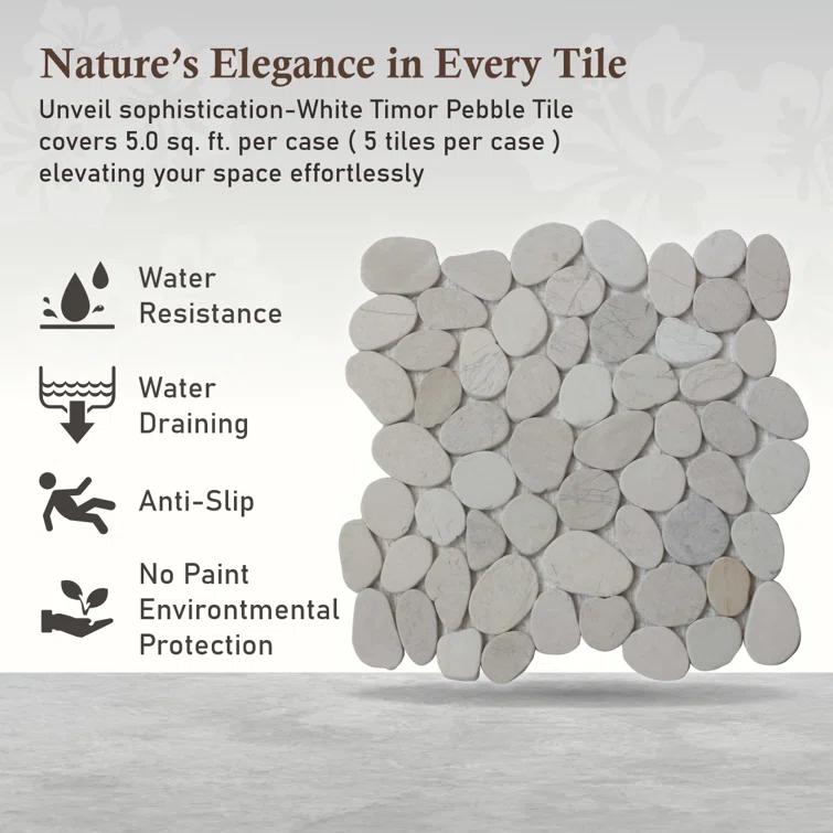 Hawaii 12" x 12" Natural Stone Pebbles Mosaic Wall & Floor Tile