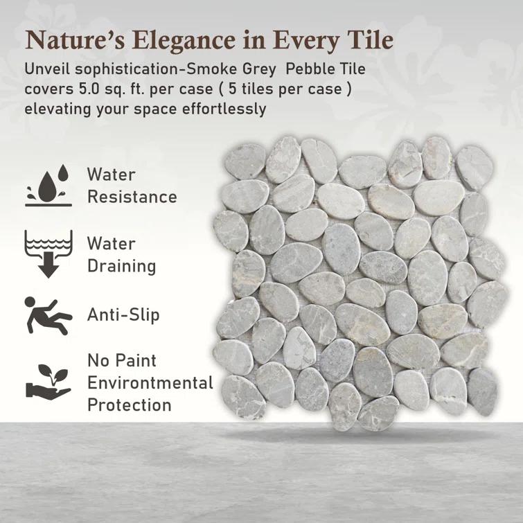 Hawaii 12" x 12" Natural Stone Pebbles Mosaic Wall & Floor Tile