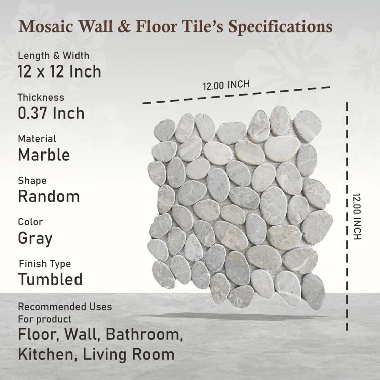 Hawaii 12" x 12" Natural Stone Pebbles Mosaic Wall & Floor Tile