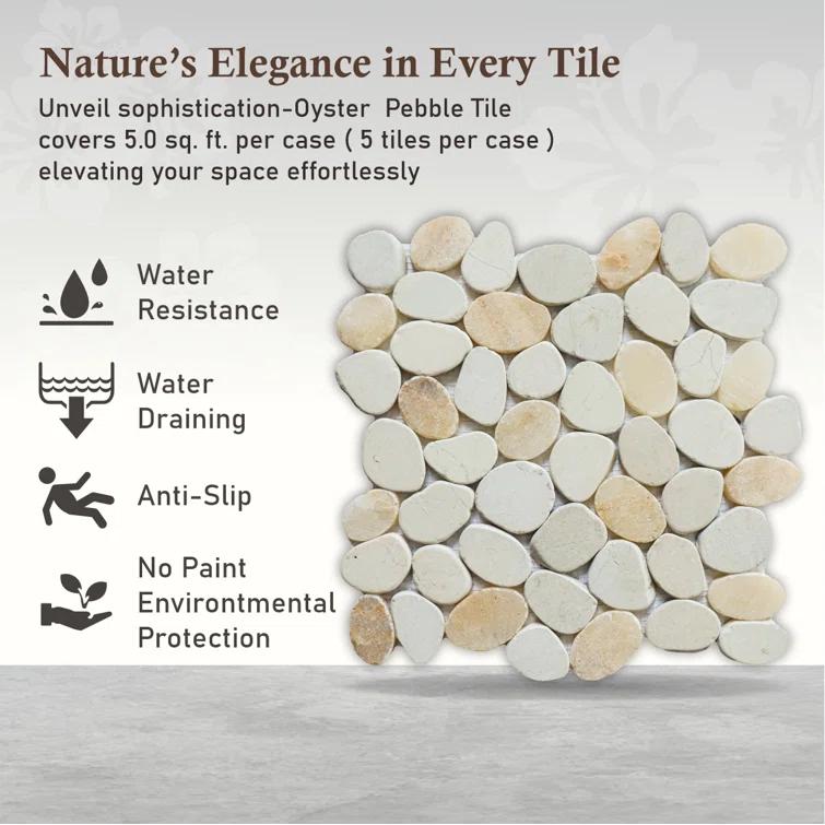 Hawaii 12" x 12" Natural Stone Pebbles Mosaic Wall & Floor Tile