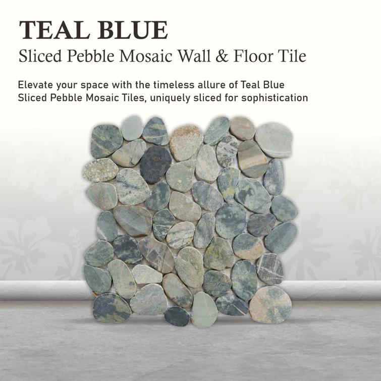 b.o.i Hawaii 12" x 12" Natural Stone Pebbles Mosaic Wall & Floor Tile