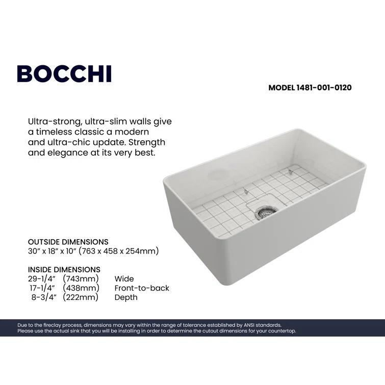 Aderci 30'' L Farmhouse Apron-Front Fireclay Kitchen Sink