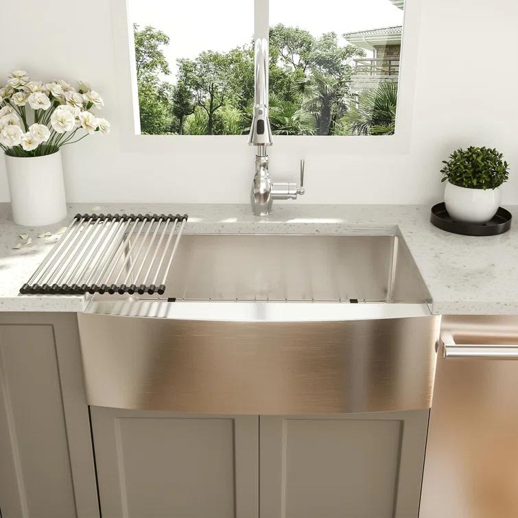24'' L Farmhouse / Apron Single Bowl Stainless Steel Kitchen Sink