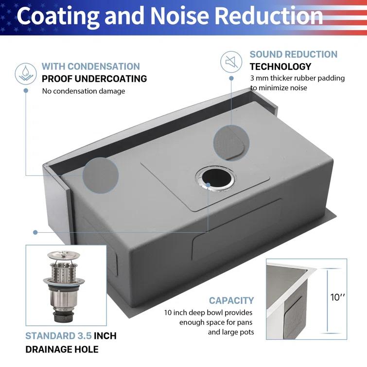 24'' L Farmhouse / Apron Single Bowl Stainless Steel Kitchen Sink