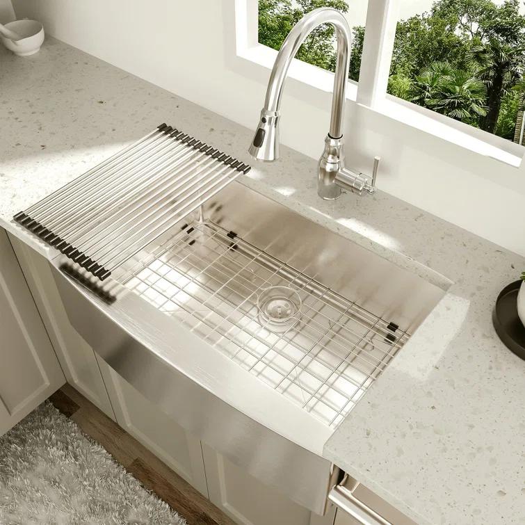 24'' L Farmhouse / Apron Single Bowl Stainless Steel Kitchen Sink
