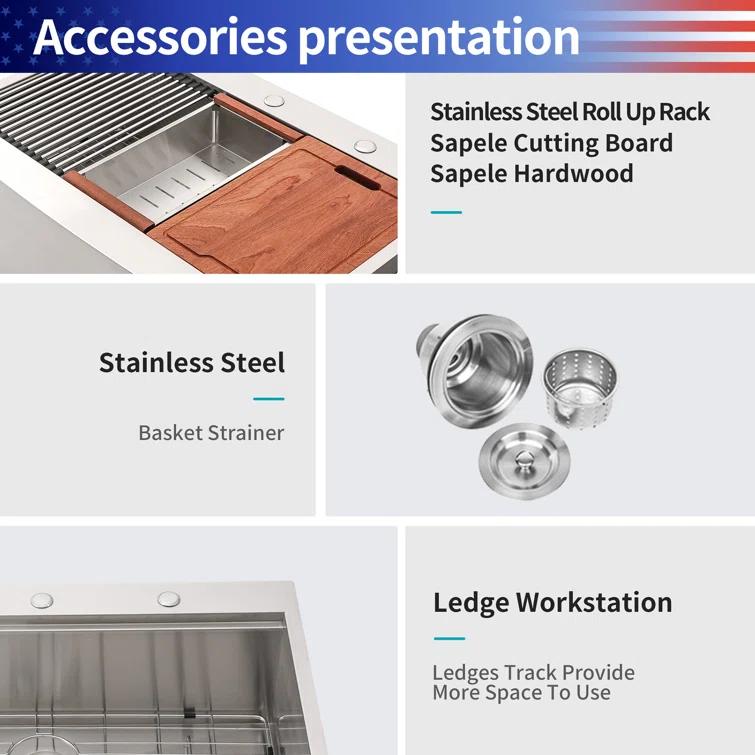 30'' L Farmhouse / Apron Single Bowl Stainless Steel Kitchen Sink