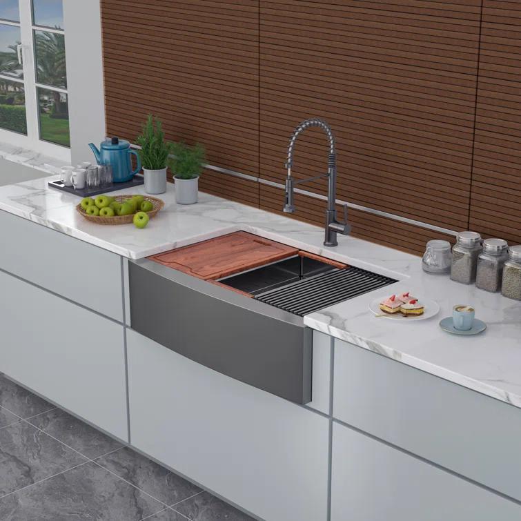 30'' L Farmhouse / Apron Single Bowl Stainless Steel Kitchen Sink