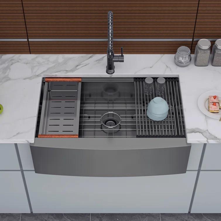 30'' L Farmhouse / Apron Single Bowl Stainless Steel Kitchen Sink