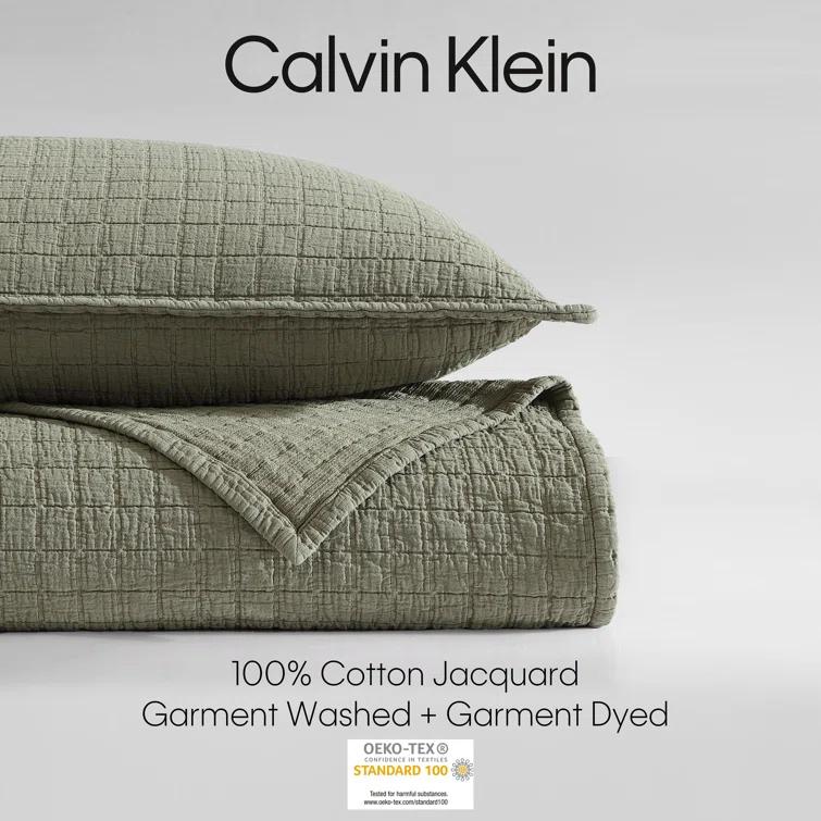 Calvin Klein Essential Garment Washed Solid Reversible Cotton Coverlet