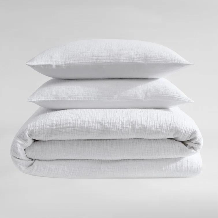 Calvin Klein Washed Texture Solid Cotton Duvet Cover Set