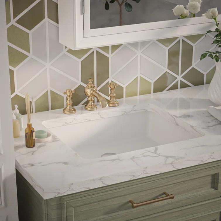 DeerValley Ursa 20" X 15.6" Rectangular Vitreous China Undermount Bathroom Sink with Overflow