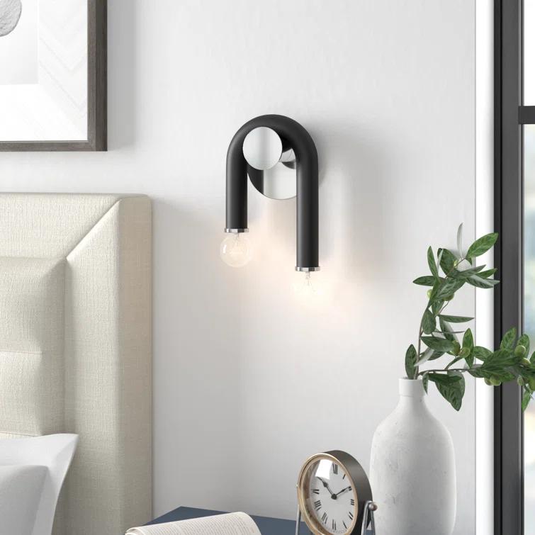 Jeremy 2 Light Steel Dimmable Armed Sconce