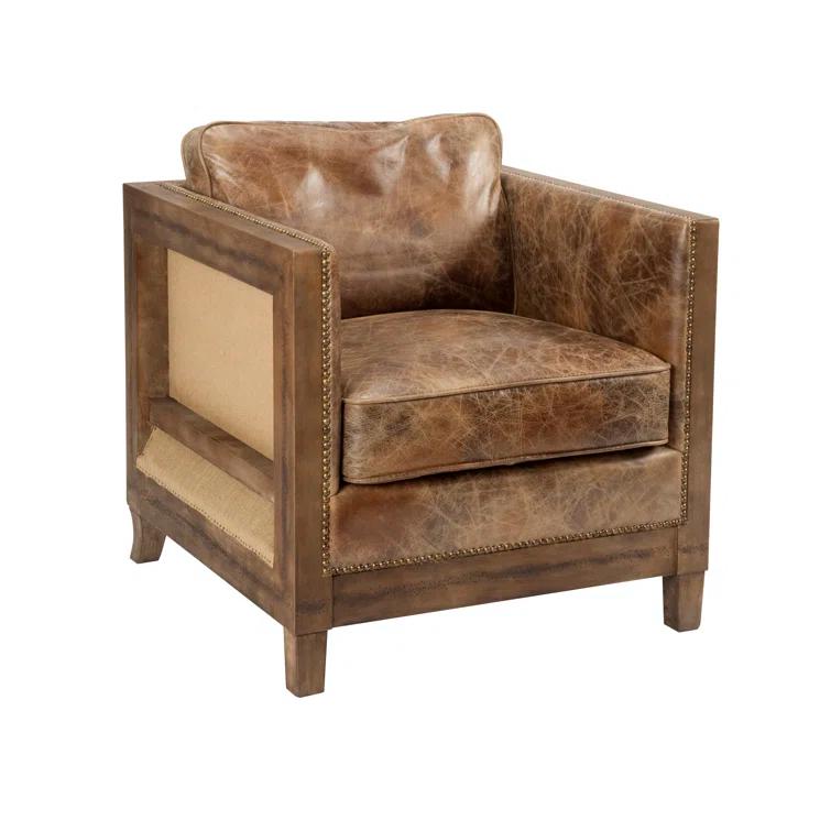 HomeStock Tribal Treasures Club Chair Light Brown , Modern Club Chair, Leather Club Chair, Upholstered Club Chair, Traditional Club Chair, Accent Club Chair, Vintage Club Chair