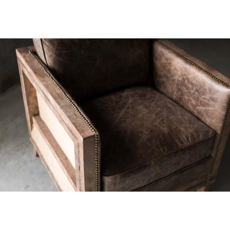 HomeStock Tribal Treasures Club Chair Light Brown , Modern Club Chair, Leather Club Chair, Upholstered Club Chair, Traditional Club Chair, Accent Club Chair, Vintage Club Chair
