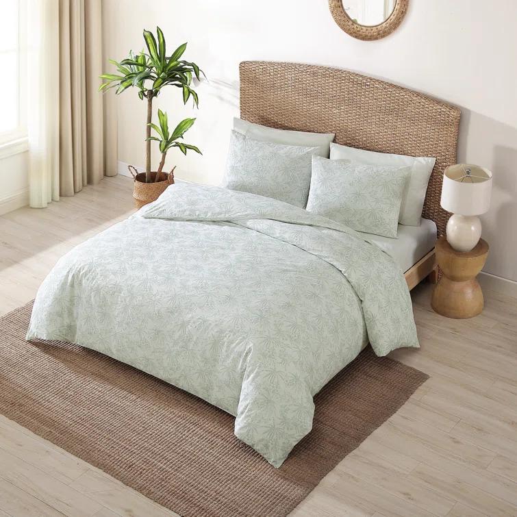 Tommy Bahama Pen And Ink Green Cotton Duvet Cover Set