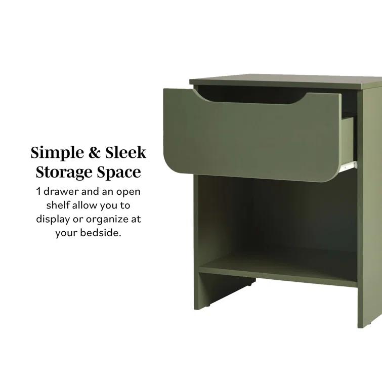 Jaqualine 1-Drawer Nightstand with Storage Cubby