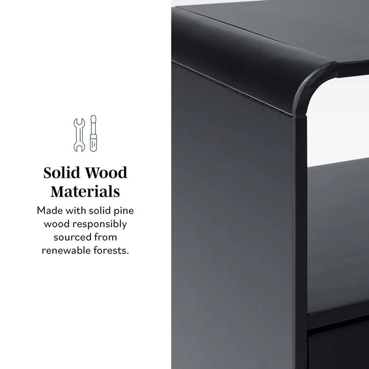 Asho 1-Drawer Solid Wood Nightstand