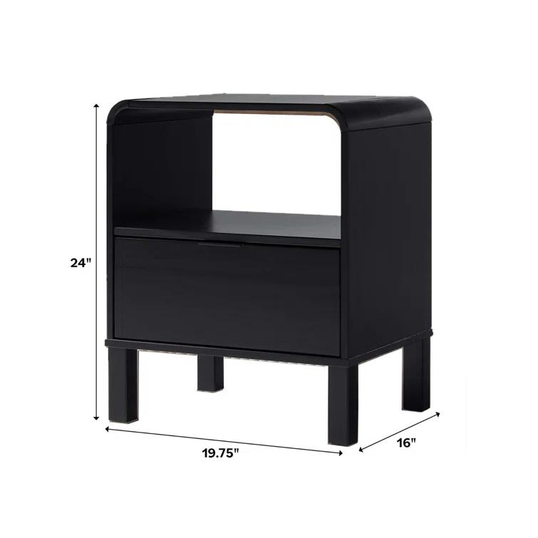 Asho 1-Drawer Solid Wood Nightstand