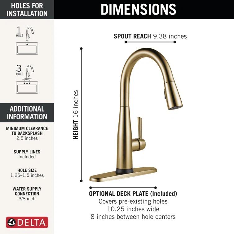 Essa Pull Down Single Handle Kitchen Faucet with MagnaTite Docking and Touch2O Technology