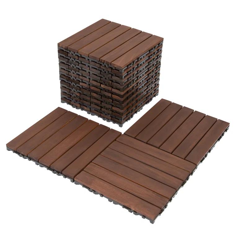 12'' L x 12'' W Wood Interlocking Deck Tile in Brown