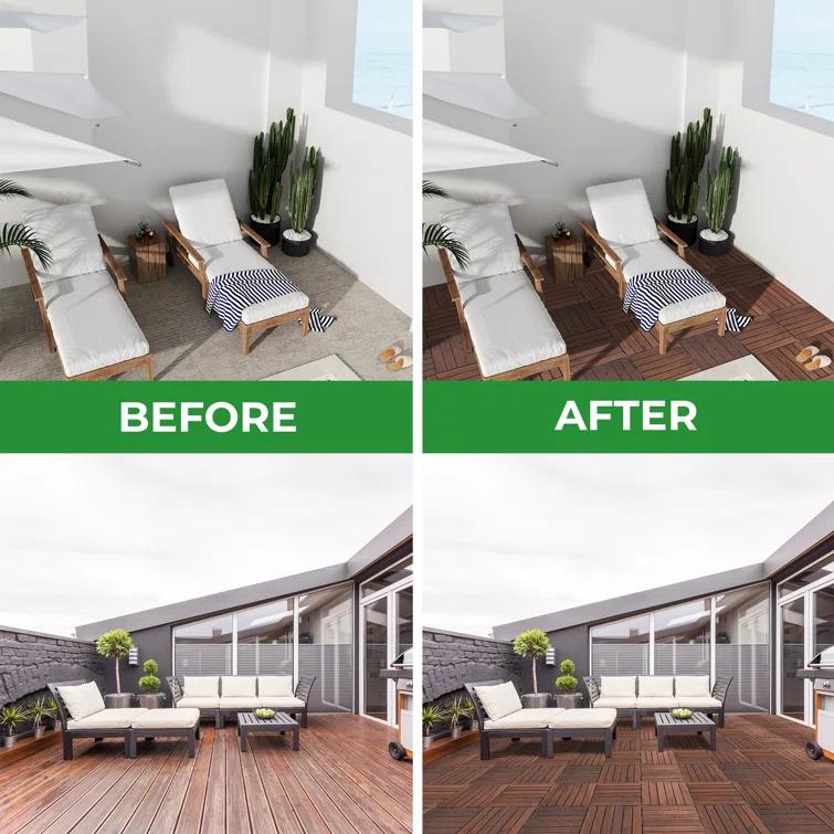 12'' L x 12'' W Wood Interlocking Deck Tile in Brown